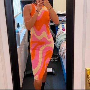 wild fable bodycon dress with swirly pattern size xs